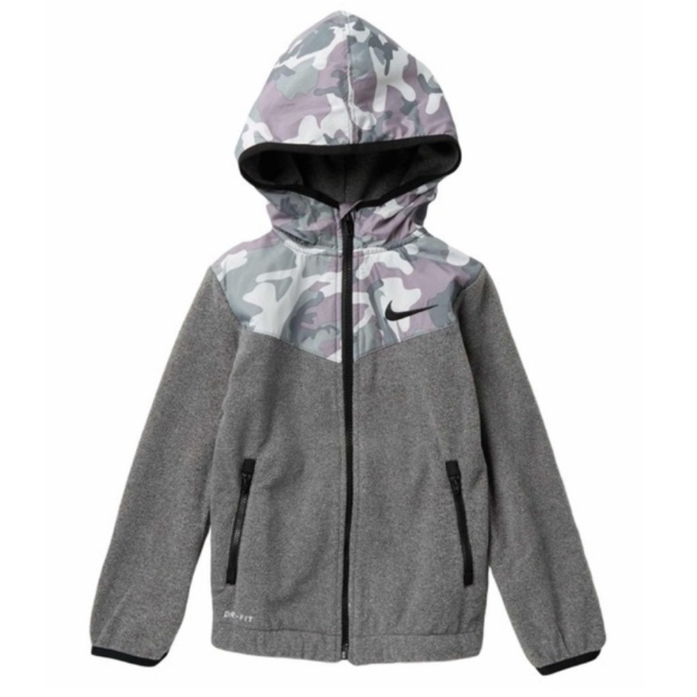 Nike Gray Camo Polar Therma Fleece Hooded Jacket